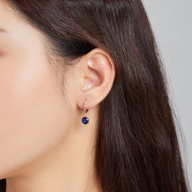 Pandora Style Silver Dangle Earrings, Cz - SCE1020-BU