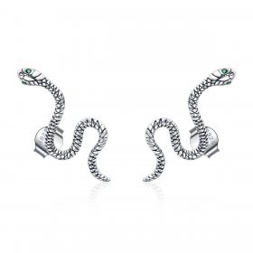 Pandora Style Silver Stud Earrings, Dance of The Snake - SCE1111