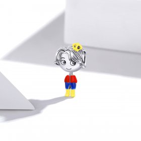 Pandora Style Silver Charm, Little Prince, Multicolor Enamel - SCC1813
