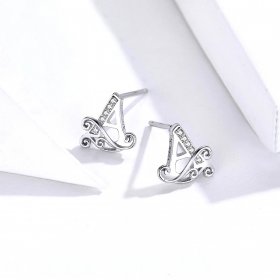 Pandora Style Silver Stud Earrings, Anti-Allergy Letter A - SCE714