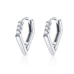 Pandora Style Silver Hoop Earrings, Geometry - BSE162