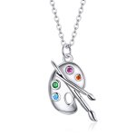 Pandora Style Silver Necklace, Artistic Life, Multicolor Enamel - SCN457