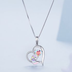 Pandora Style Necklace with Delicate Unicorn Heart - BSN328