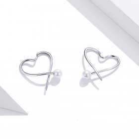 Pandora Style Silver Hoop Earrings, The Heart of Treasure - SCE964
