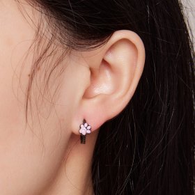 Pandora Style Black Cat Claw Hoop Earrings - SCE1576