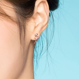 Pandora Style Rose Gold Stud Earrings, Flamingos - BSE120