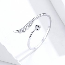 Pandora Style Silver Open Ring, Angel Wing - SCR567