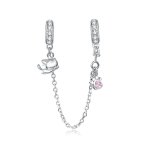 Pandora Style Silver Safety Chain Charm, Cat and Claw - BSC243