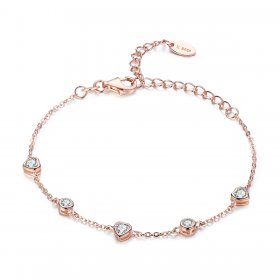 Rose Gold Beauty of Simplicity Five Clip Chain Slider Bracelet - PANDORA Style - SCB097