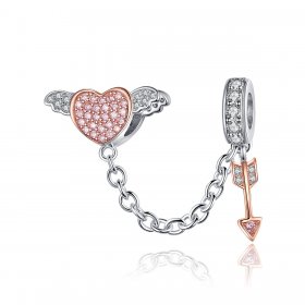 Pandora Compatible Silver & Rose Gold Arrow of Cupid Safety Chain - SCC1208