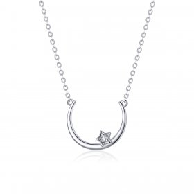 Silver Offset Star Circle Necklace - PANDORA Style - SCN382