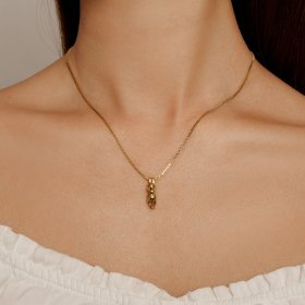 Pandora Style Golden Kitten Necklace - SCN032-B