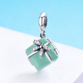 Pandora Style Silver Dangle Charm, The Surprise of Love, Green Enamel - SCC663