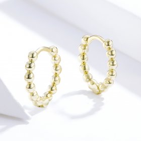 Pandora Style 18ct Gold Plated Hoop Earrings , Small Ball - SCE807-B