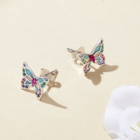 Pandora-style Butterfly Stud Earrings - BSE807