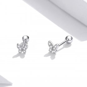 Pandora Style Silver Stud Earrings, Butterfly - SCE1116