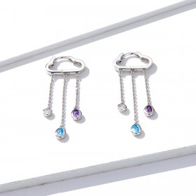 Pandora Style Silver Dangle Earrings, Rainy Clouds - BSE220