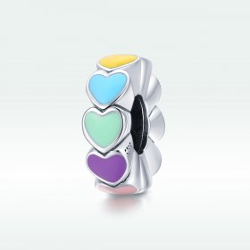 Pandora Style Spacer Charm, Candy Honey Love, Multicolor Enamel - SCC1838