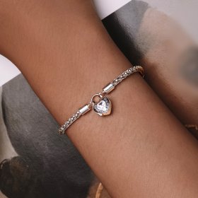 Pandora Style Heart Lock Basic Chain Bracelet - BSB147