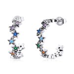 Pandora Style Silver Stud Earrings, Rainbow Stars - SCE1082