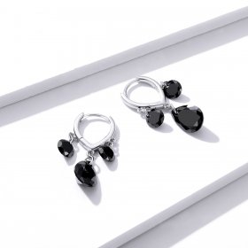 Pandora Style Silver Dangle Earrings, Water Drop - BSE401