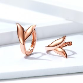 Pandora Style Rose Gold Hoop Earrings, Dolphin Tail - BSE078