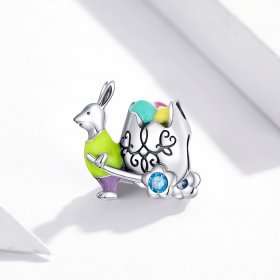 Pandora Style Silver Charm, Mr. Rabbit, Multicolor Enamel - SCC1755