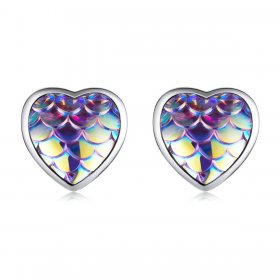 PANDORA Style Fish Scale Heart Stud Earrings - SCE1300