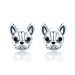 Silver Cute Bulldog Stud Earrings - PANDORA Style - SCE283