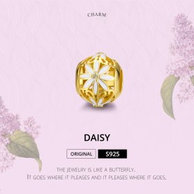 Gold-Plated Daisy Charm - PANDORA Style - SCC1216