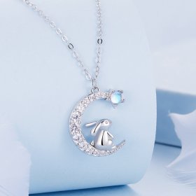 Pandora Style Moon Rabbit Necklace - BSN302