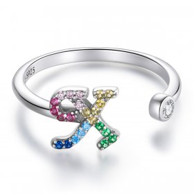 PANDORA Style Colorful Letter-X Open Ring - SCR723-X