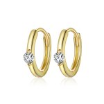 Pandora Style 18ct Gold Plated Hoop Earrings , Shining Diamond - SCE1050-B