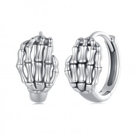 Pandora Style Skeleton Hand Hoop Earrings - SCE1641