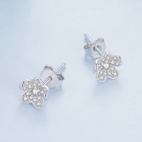 Pandora Style Diamond-encrusted flower Studs Earrings - BSE855