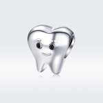 Pandora Style Silver Charm, Tooth, Black Enamel - SCC1401