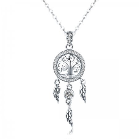 Silver Life Tree Dreamcatcher Necklace - PANDORA Style - SCN298