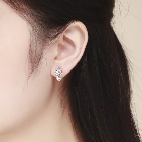 Silver Sticky Cat Stud Earrings - PANDORA Style - SCE450