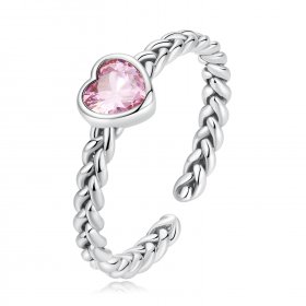 Pandora Style Pink Heart Ring - SCR865