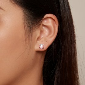 Pandora Style Cat Moonstone Studs Earrings - SCE1622