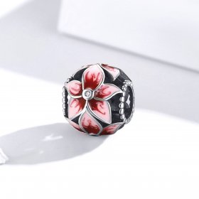 Pandora Style Silver Charm, Blooming Flower, Multicolor Enamel - SCC1707