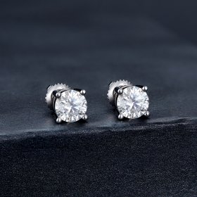Pandora Style One Carat Four Claw Moissanite Stud Earrings - MSE003-L