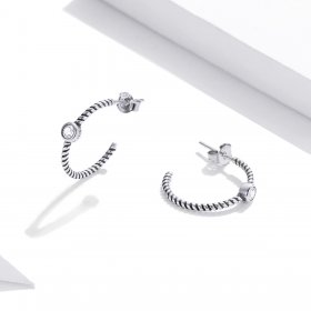 Pandora Style Silver Stud Earrings, Simple - SCE1122