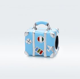 Pandora Style Silver Charm, Suitcase, Multicolor Enamel - SCC1377