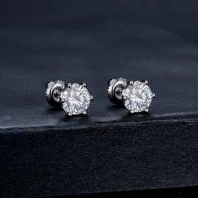 Pandora Style One Carat Four Claw Moissanite Stud Earrings - MSE004-L