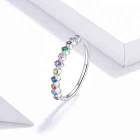Pandora Style Silver Ring, Rainbow - SCR697