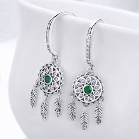 Silver Dreamcatcher Hanging Earrings - PANDORA Style - SCE441