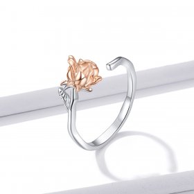 Pandora Style Two Tone Open Ring, Flower - BSR134