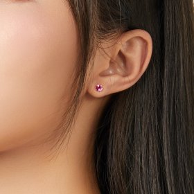 Pandora Style Silver Stud Earrings, Birthstone October - SCE862-10