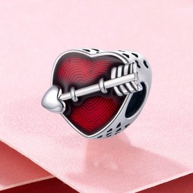 Pandora Style Silver Charm, Valentine's Day First Love, Red Enamel - SCC480